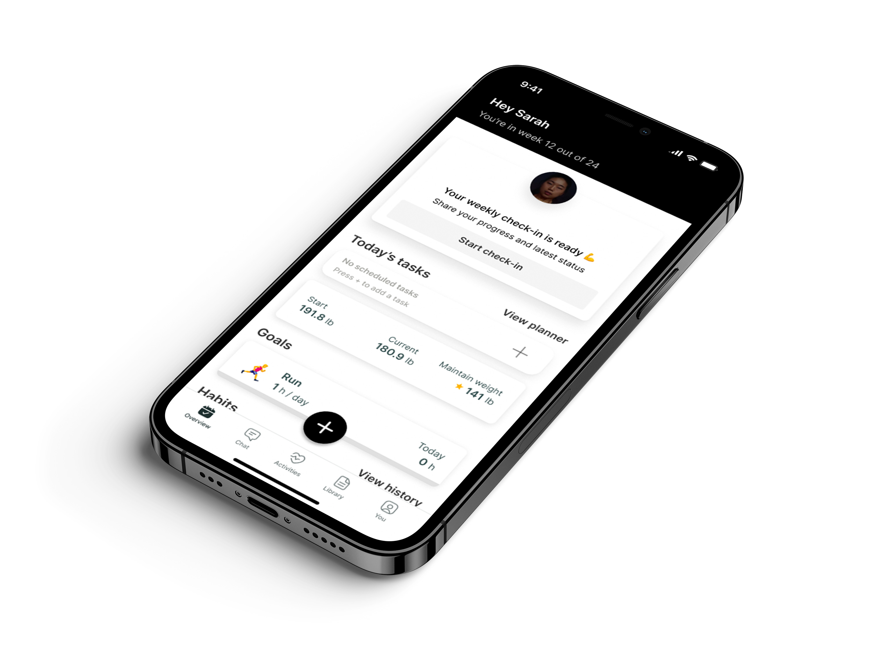 A mockup of the coaching app showcasing the features.